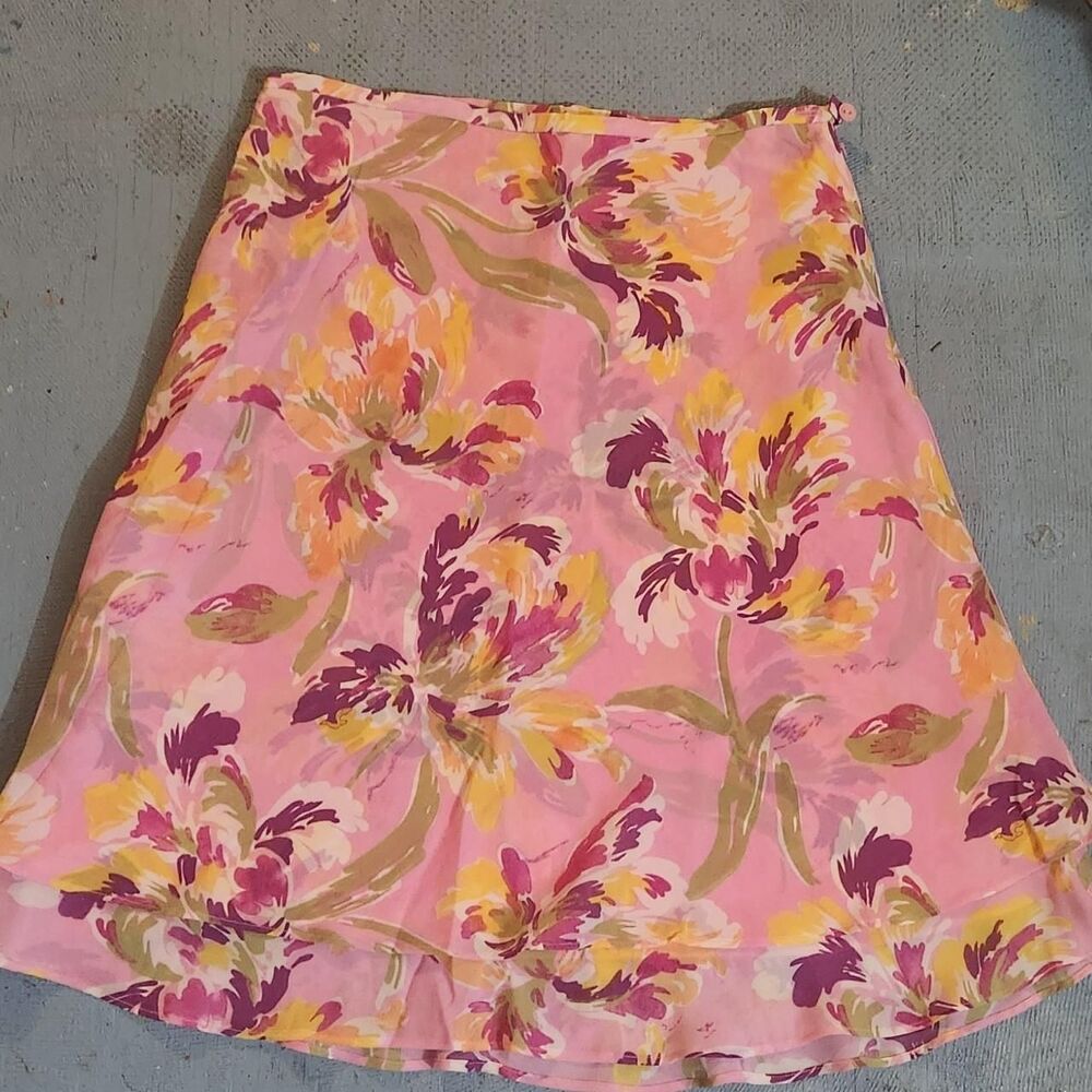 Vintage Floral Layered Midi Skirt, size 12 boho casual cottagecore fairycore - Picture 2 of 8